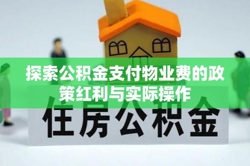 霞山探索公积金支付物业费的政策红利与实际操作